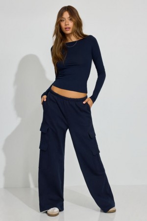 Blue Women Garage Ultrafleece Baggy Cargo Sweatpants | A-5107329