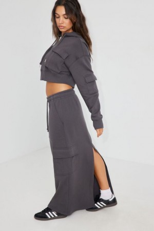 Grey Women Garage Utility Maxi Skirts | A-8071396