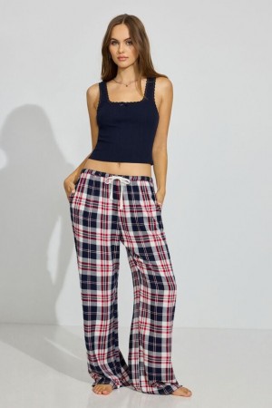 Navy Women Garage Flannel Pants | A-9820765