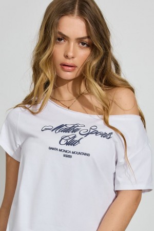 White Women Garage Off Shoulder T Shirts | A-9432860