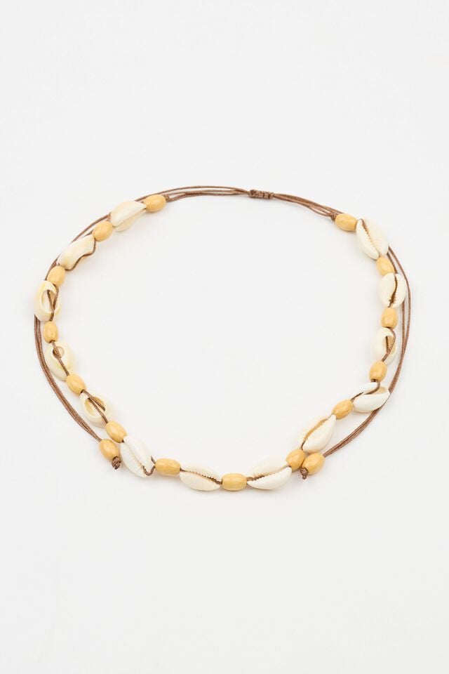 Beige Women Garage Puca Shell Adjustable Choker Necklaces | A-0152437