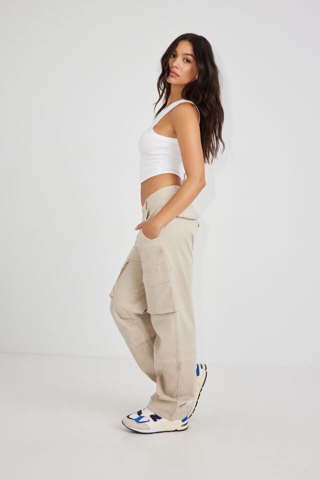 Beige Women Garage Remi Straight Cargo Pants | A-8742513