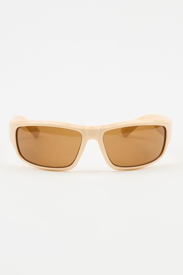 Beige / Brown Women Garage Sporty Wrap Sunglasses | A-3091682