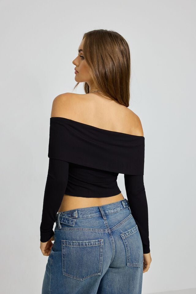 Black Women Garage Asymmetric Long Sleeve | A-0391572