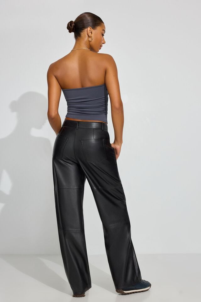 Black Women Garage Baggy Faux-leather Pants | A-7165849