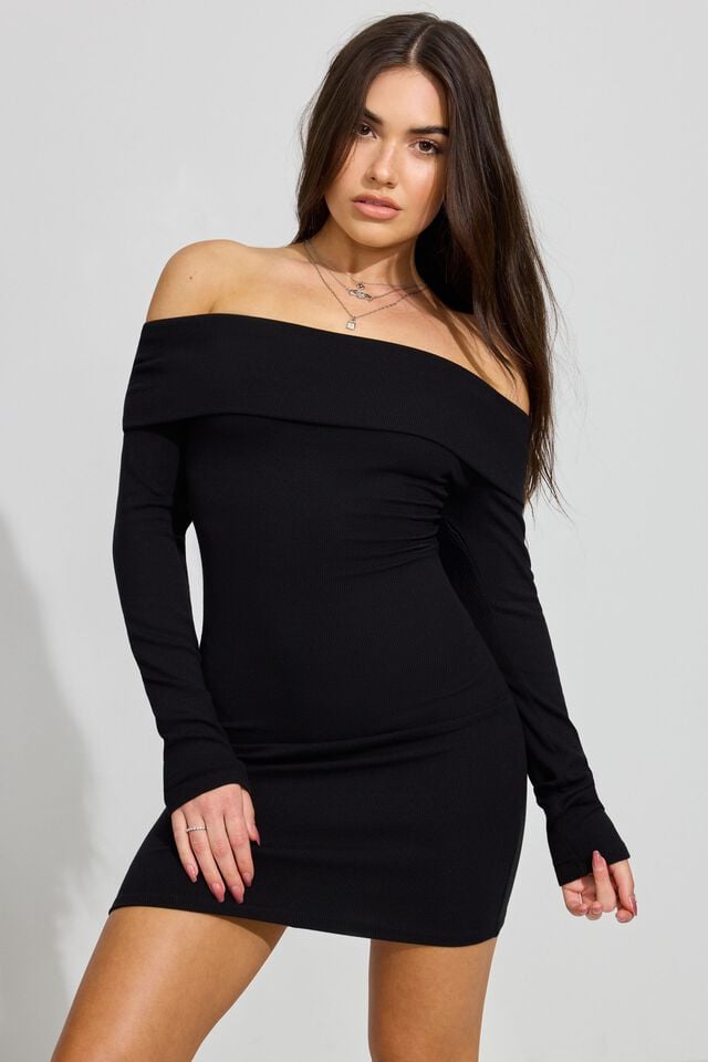 Black Women Garage Carmen Off Shoulder Dress | A-4806592