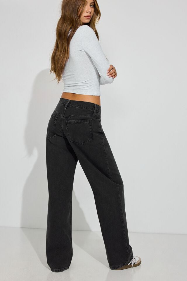 Black Women Garage Low Rise Baggy Jeans | A-5942813