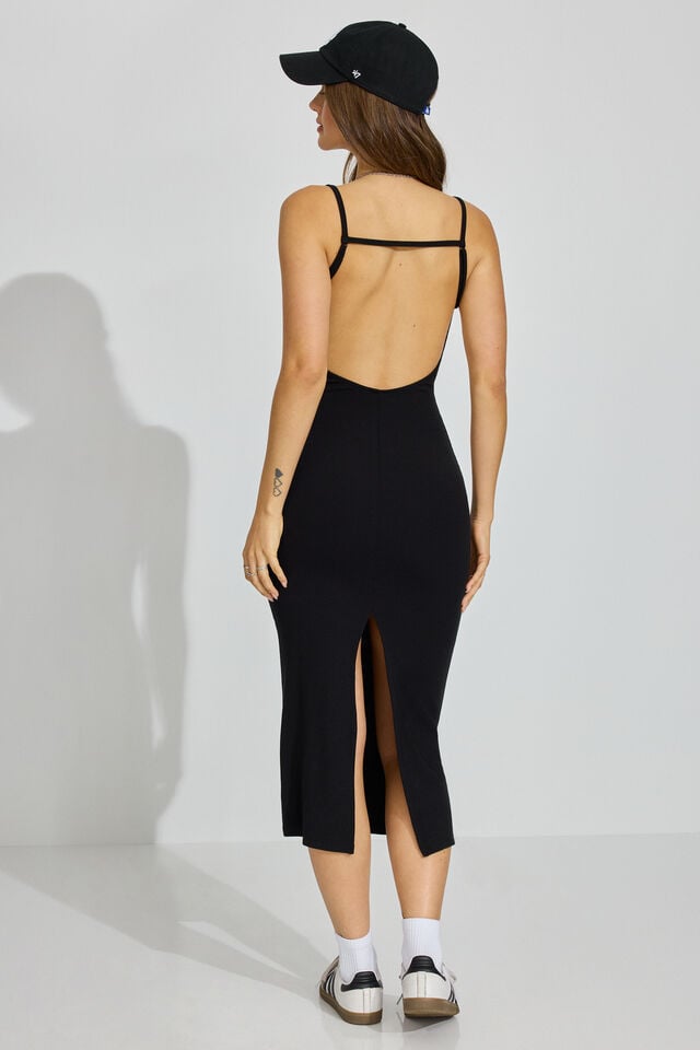 Black Women Garage V Neck Open Back Maxi Dress | A-5103784