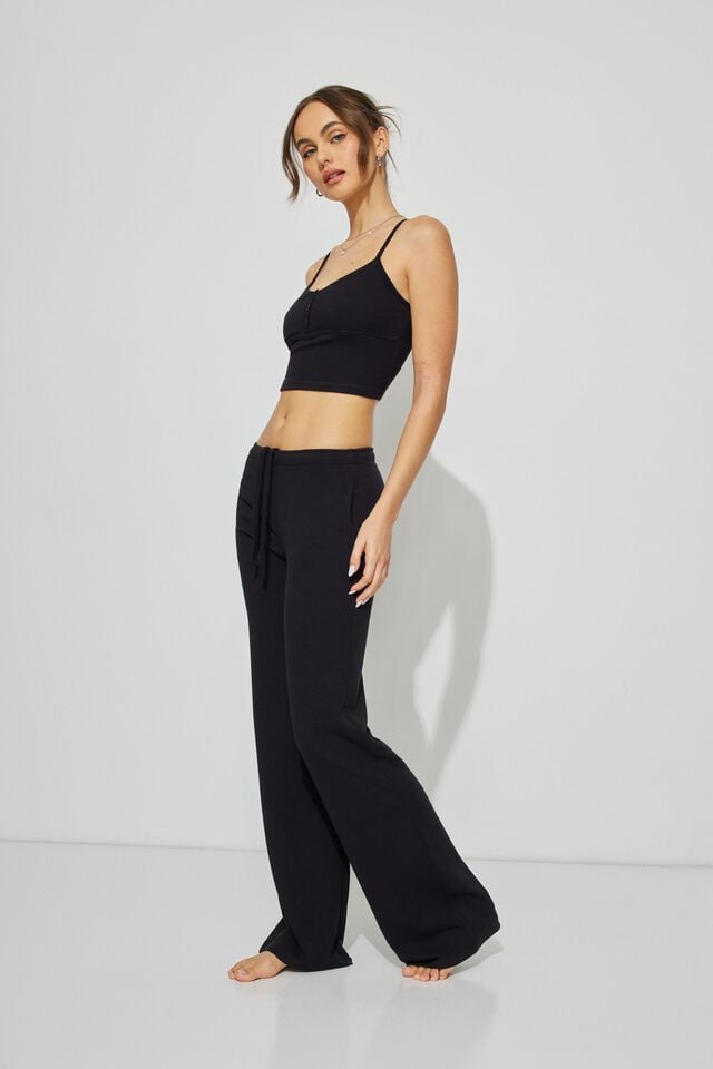 Black Women Garage Waffle Pant Pants | A-7905186