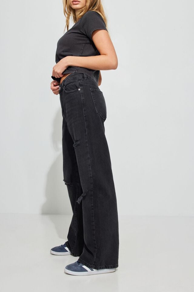 Black Women Garage Wide Leg Jeans | A-8263094