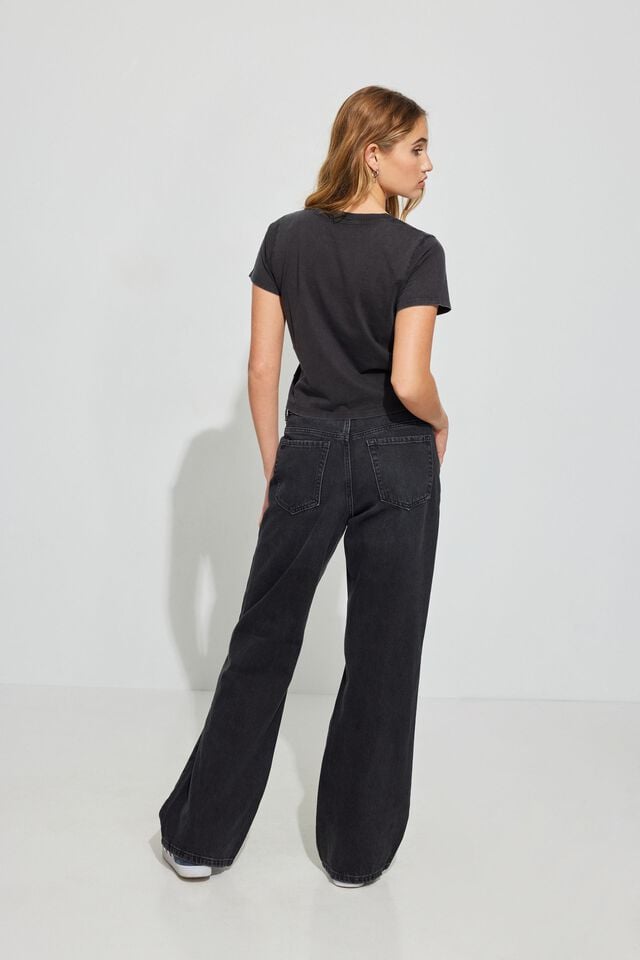 Black Women Garage Wide Leg Jeans | A-8263094