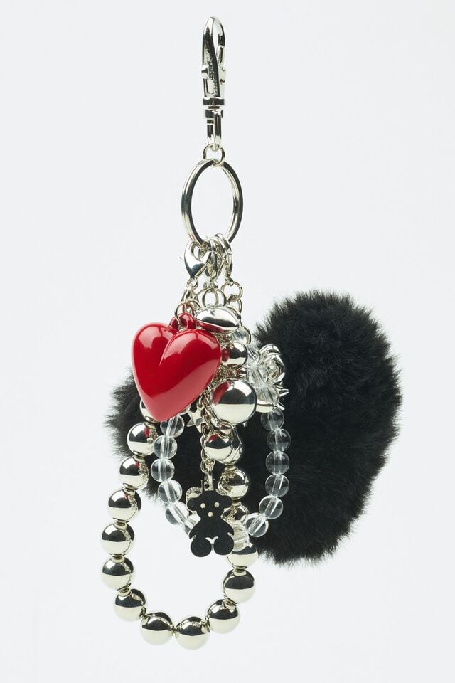 Black / Red Women Garage Fur Heart & Charms Bags | A-8403215