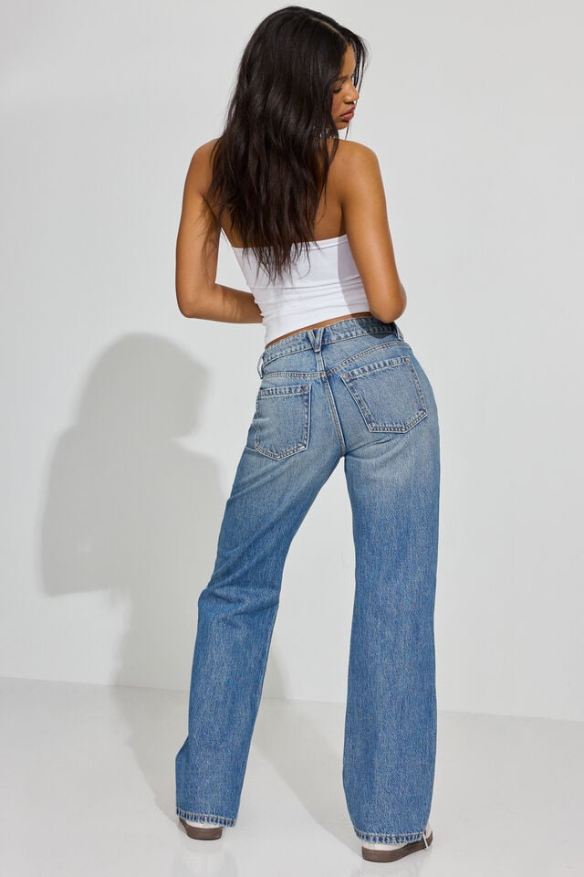 Blue Women Garage 90s Straight Jeans | A-1643527