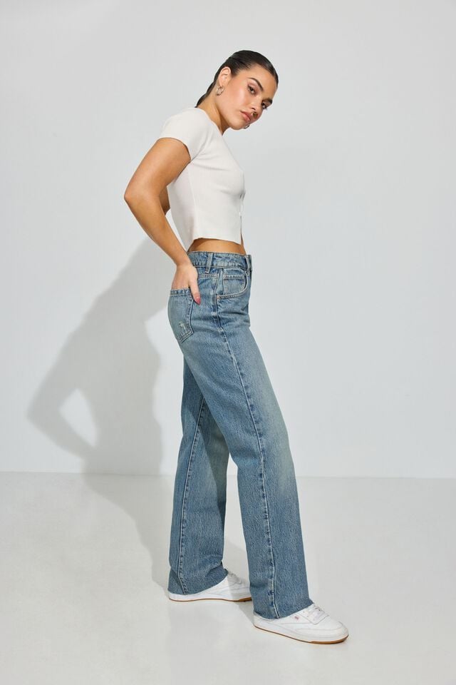 Blue Women Garage 90s Straight Jeans | A-4281576