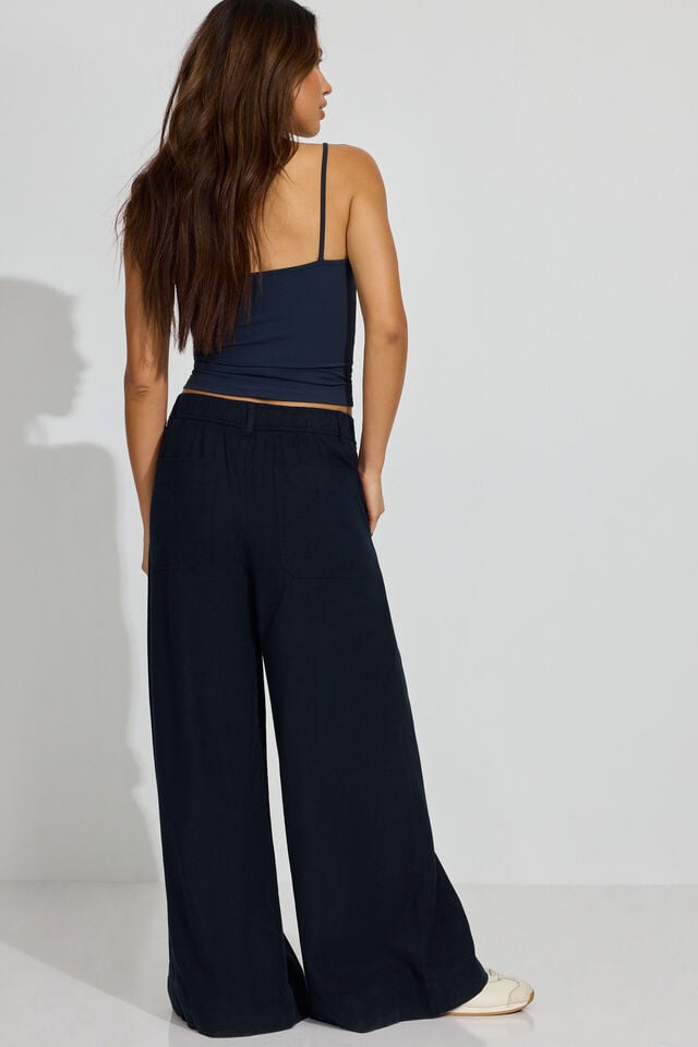 Blue Women Garage Baggy Linen Pants | A-8935126