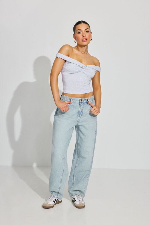 Blue Women Garage Barrel Jeans | A-2075863