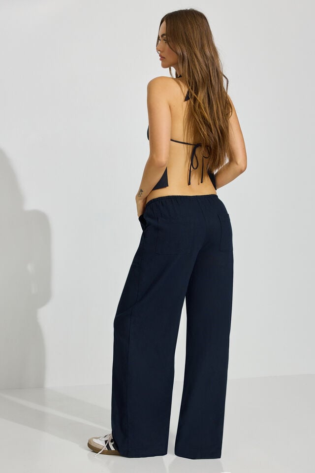 Blue Women Garage Millie Linen Pull-on Pants | A-7163298