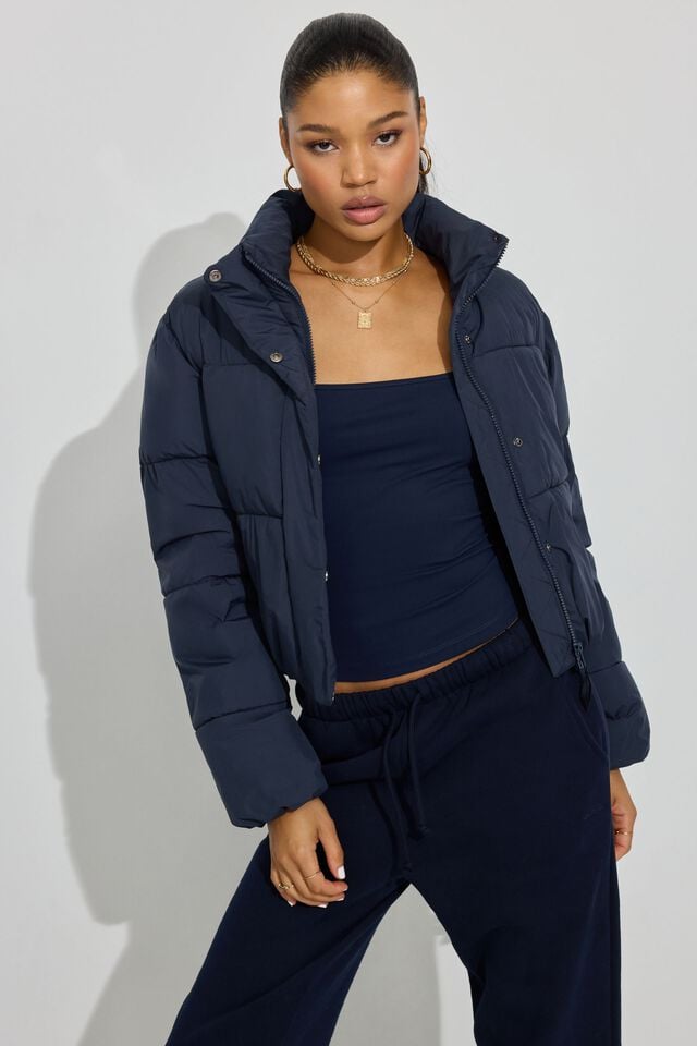 Blue Women Garage Mini Down Jackets | A-4572839