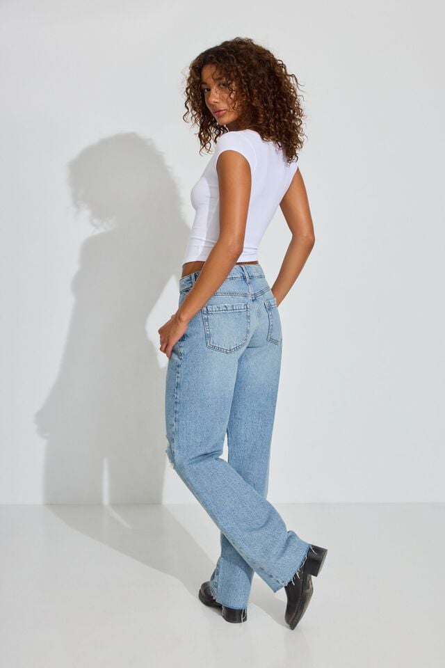 Blue Women Garage Slouchy Jeans | A-7023691