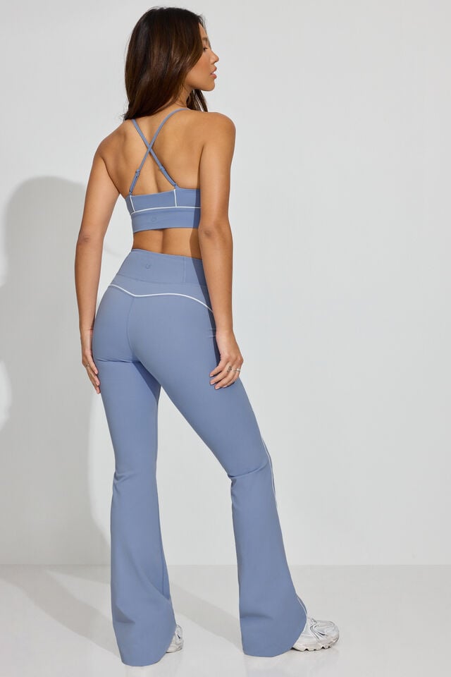 Blue Women Garage Softactive Flare With Piping Leggings | A-7395801