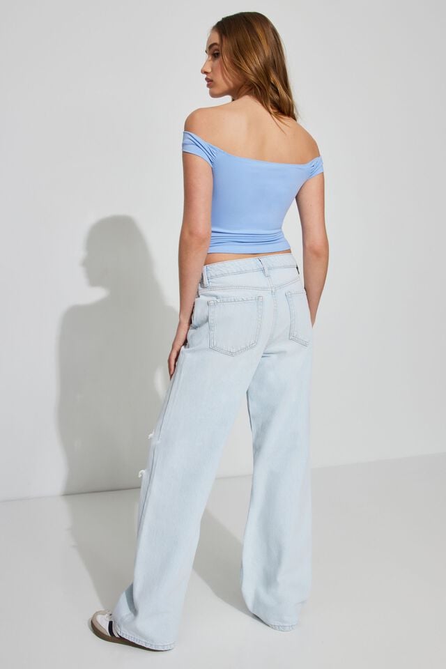 Blue Women Garage Wide Leg Jeans | A-3491756