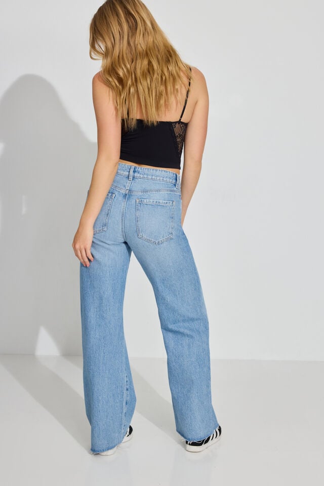 Blue Women Garage Wide Leg Jeans | A-6725081