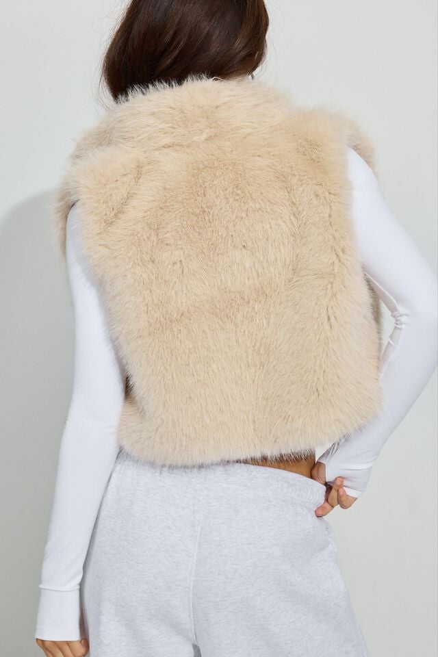 Brown Women Garage Faux Fur Vest | A-6230715