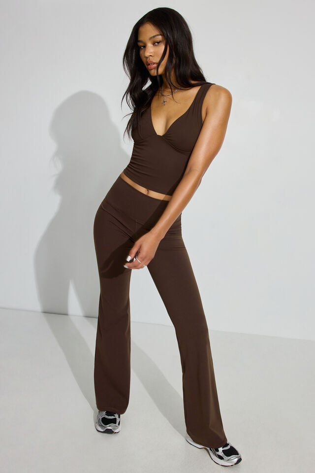 Brown Women Garage Plunge Tank Top | A-2031845