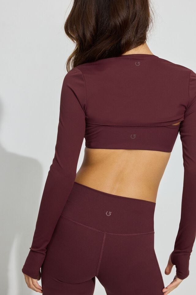 Burgundy Women Garage Active Shrug Long Sleeve | A-6170928