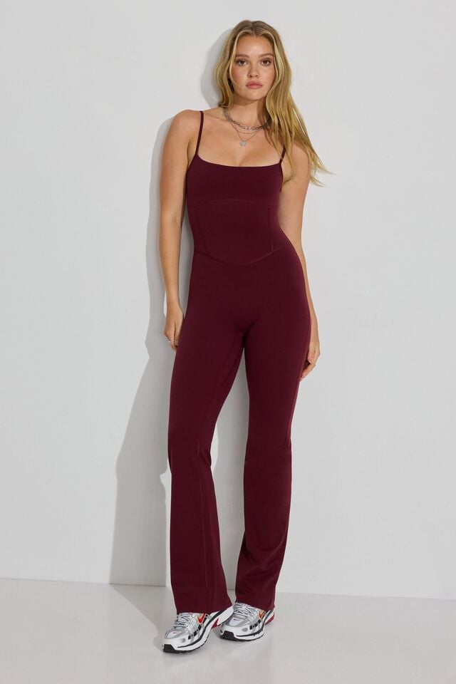 Burgundy Women Garage Softactive Brooklyn Flare Jumpsuit | A-0956314