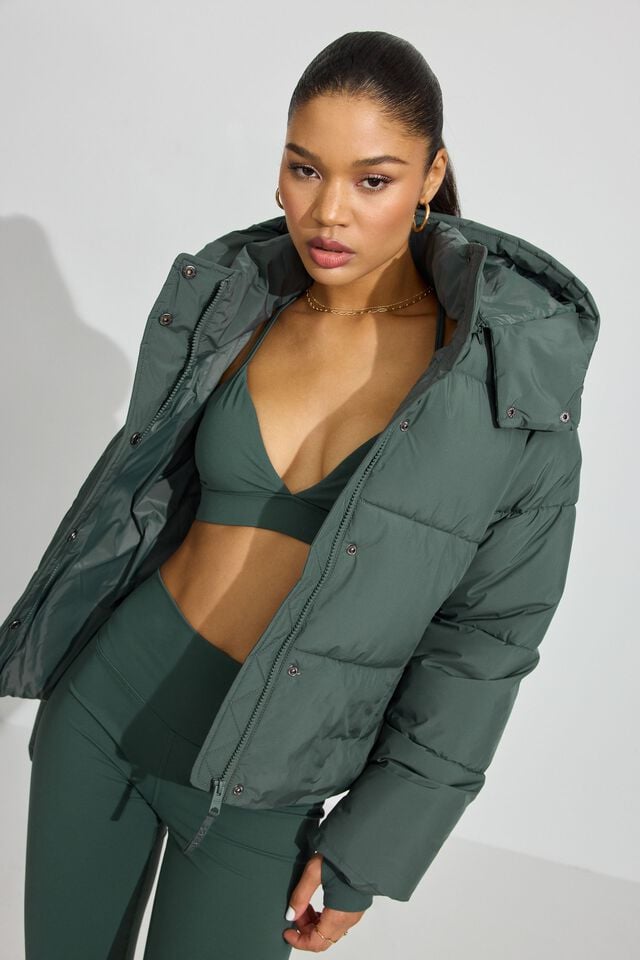 Dark Green Women Garage Perfect Down Jackets | A-2148605