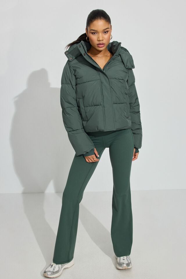 Dark Green Women Garage Perfect Down Jackets | A-2148605