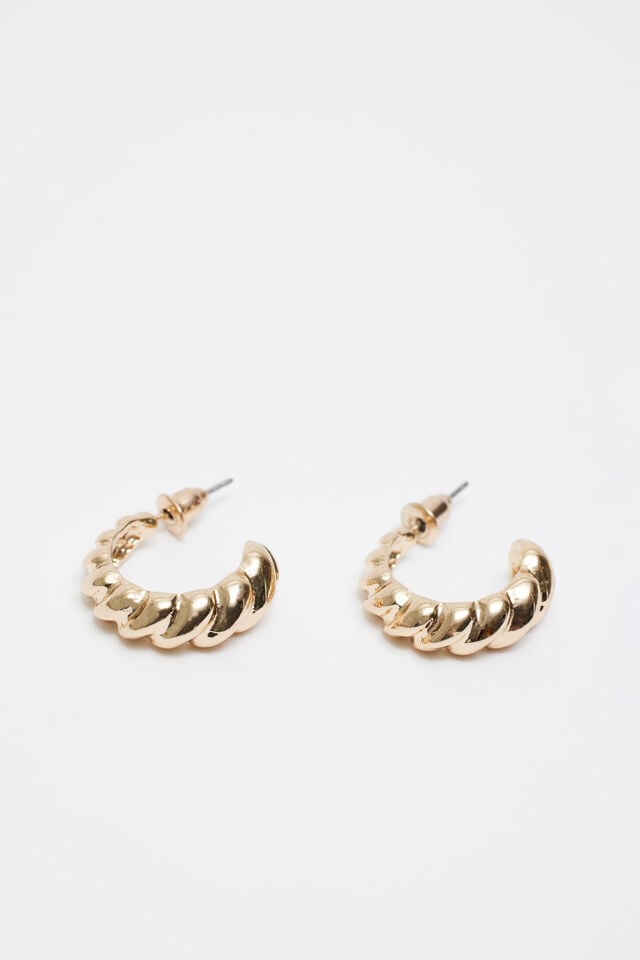 Gold Women Garage 3 Pack Textured Hoop Earrings | A-1298743