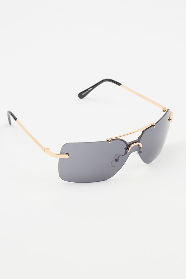 Gold Women Garage Shield Lens Sunglasses | A-5348190