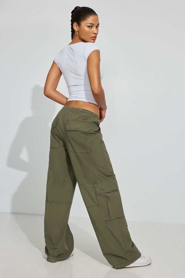 Green Women Garage Poplin Extreme Baggy Cargo Pants | A-9756283