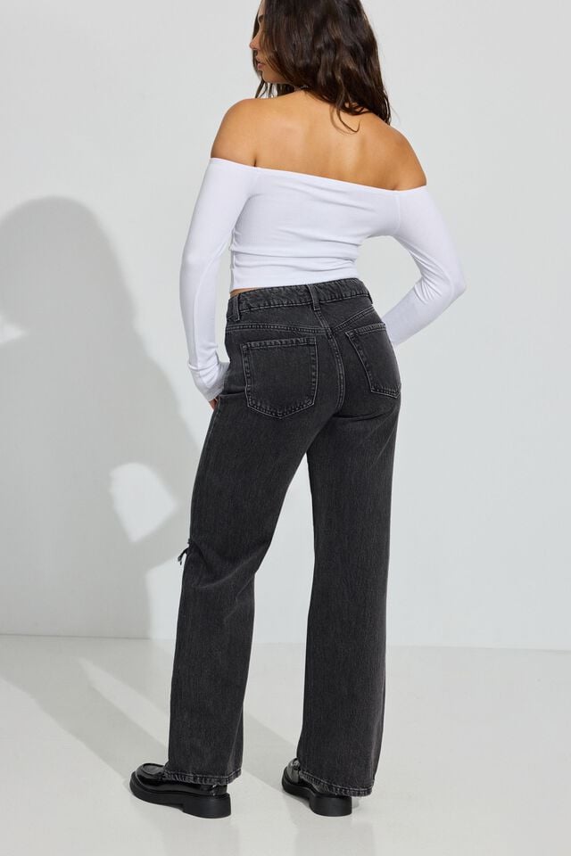 Grey Black Women Garage Wide Leg Jeans | A-7193058