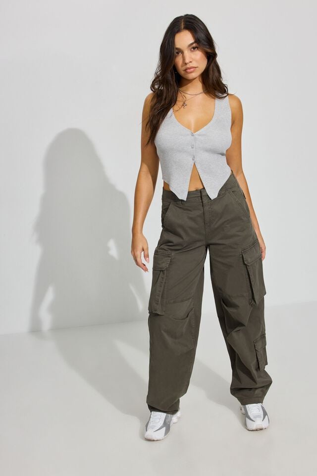 Grey Women Garage Bare V Neck Vest | A-5702698