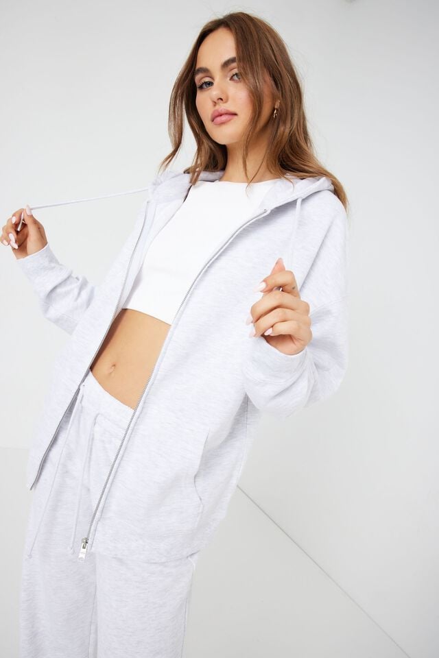 Grey Women Garage Oversized Zippie Hoodie | A-9854320