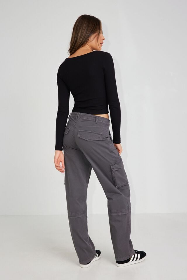 Grey Women Garage Remi Straight Cargo Pants | A-4596872