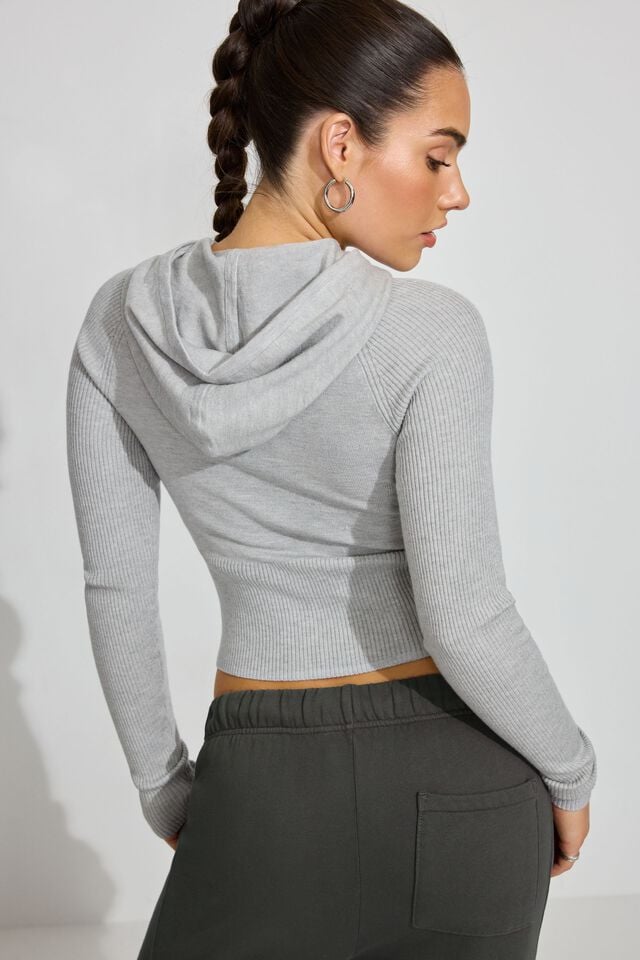 Grey Women Garage Soft Bodycon Hoodie | A-0149368