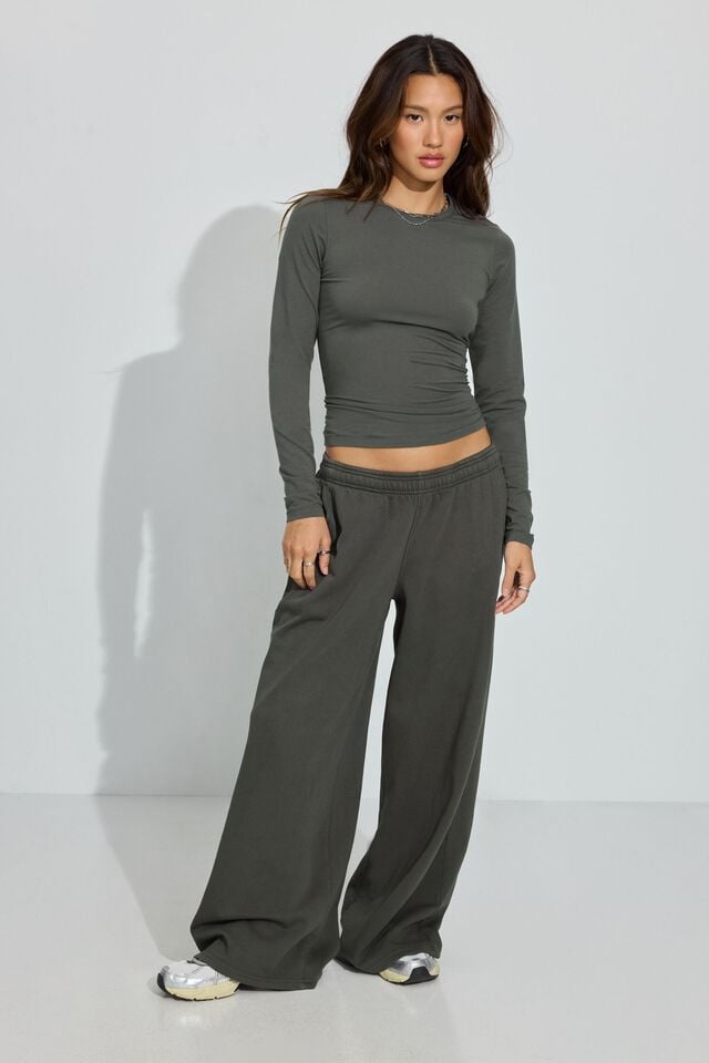 Grey Women Garage Ultrafleece Super Wide Leg Sweatpants | A-7304691