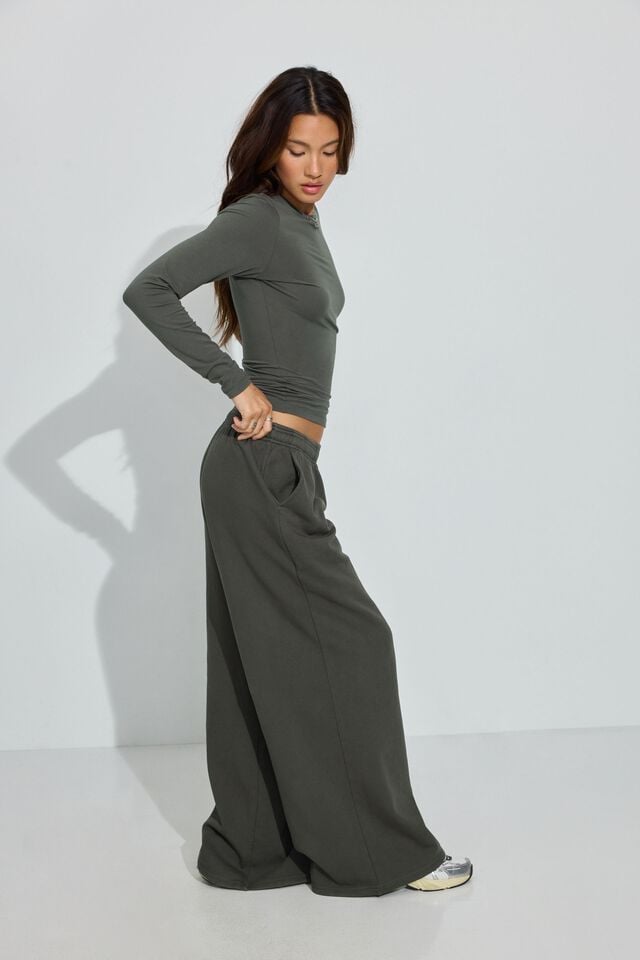 Grey Women Garage Ultrafleece Super Wide Leg Sweatpants | A-7304691