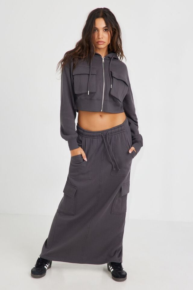 Grey Women Garage Utility Maxi Skirts | A-8071396