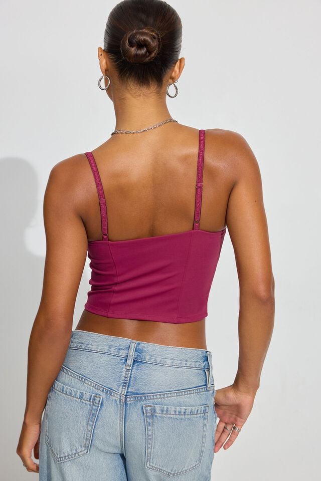 Purple Red Women Garage Double Layer Tank Top | A-5347186