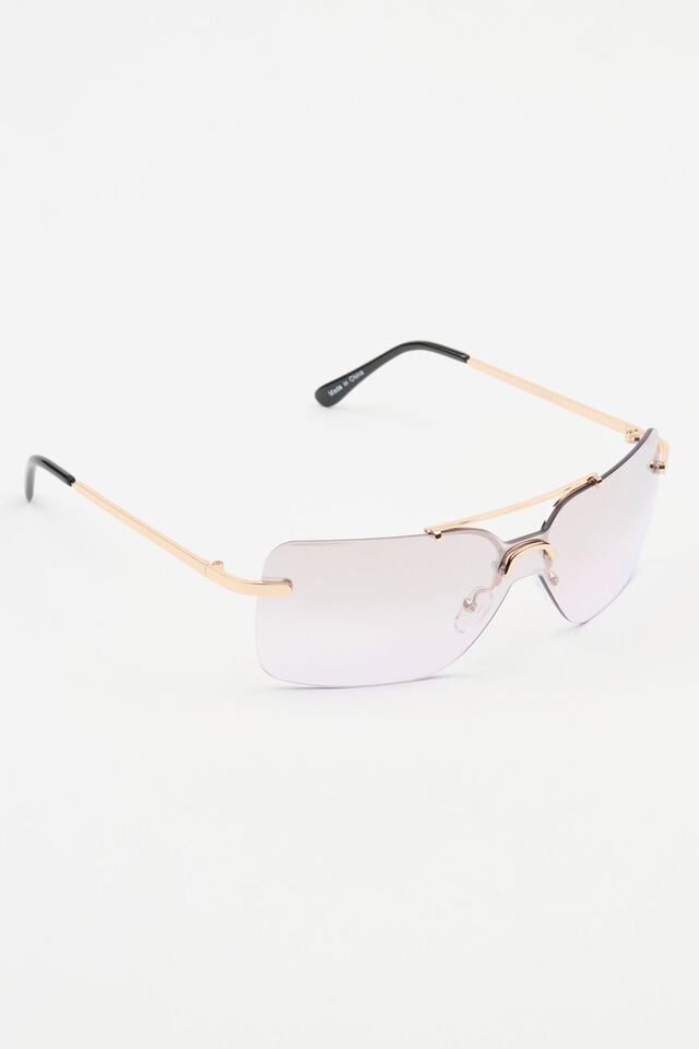 Purple / Gold Women Garage Shield Lens Sunglasses | A-1642359