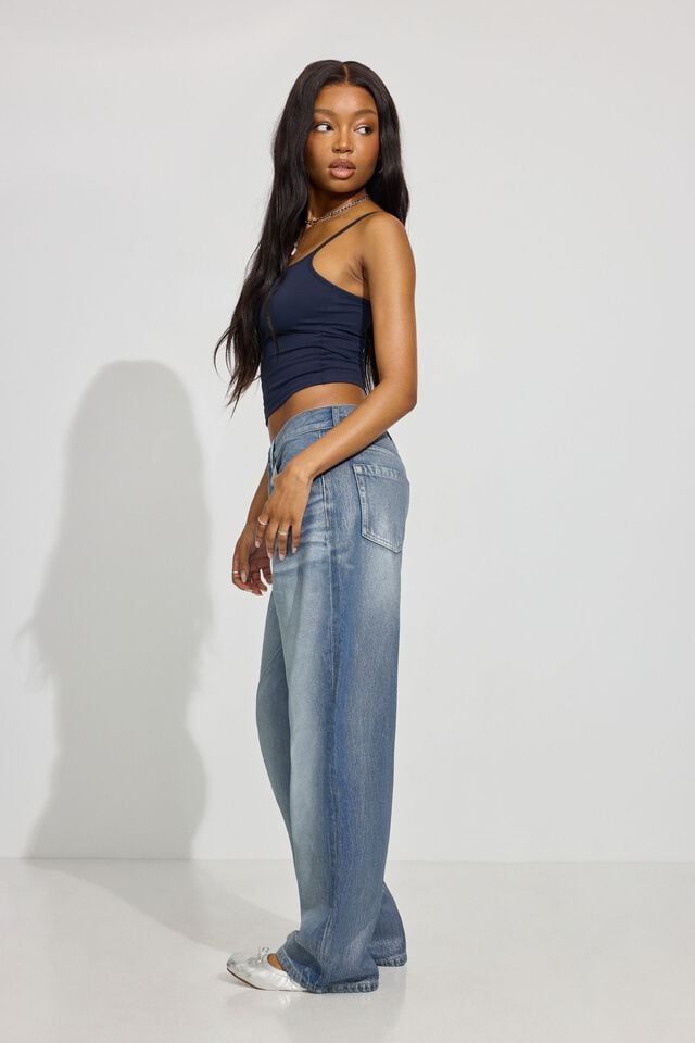 Silver Blue Women Garage Low Rise Baggy Jeans | A-3509178