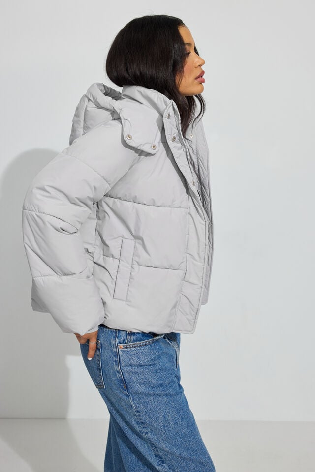 Silver Grey Women Garage Perfect Down Jackets | A-1897053