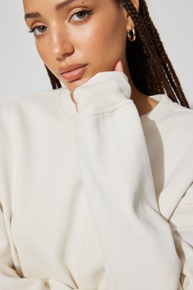 White Women Garage Elevated Sweatshirts | A-6329704