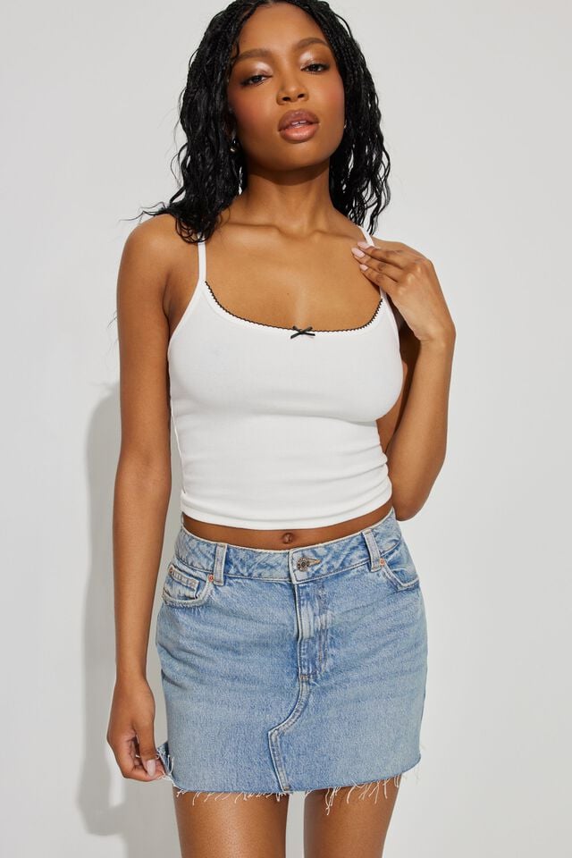 White Women Garage Felicia Cami Tank Top | A-1876435