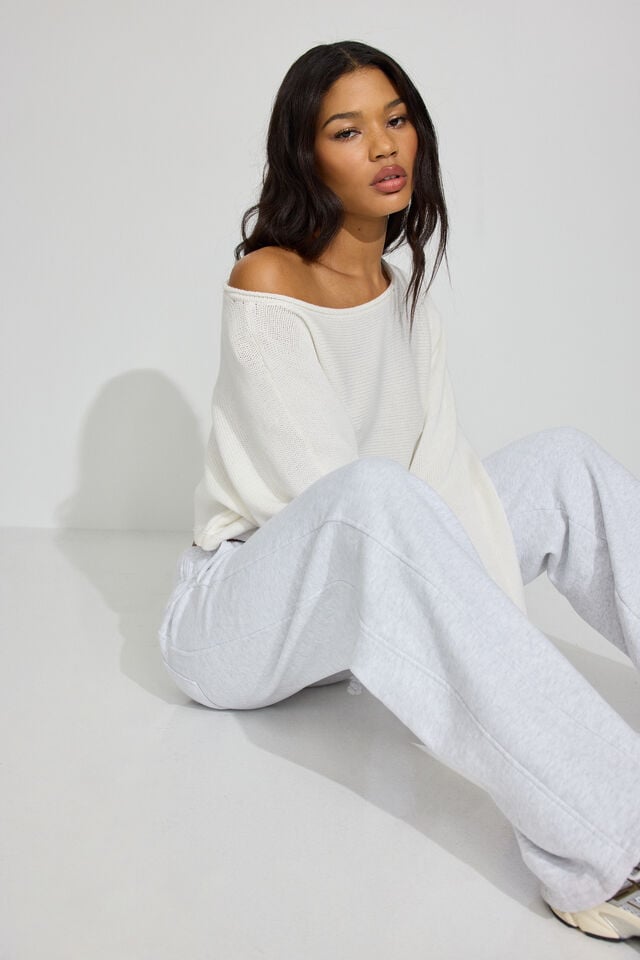 White Women Garage Supersoft Loose Crop Sweater | A-2093481